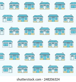 Seamless background with store buildings for your design