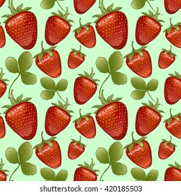 Seamless background with strawberries, vector image, eps10