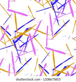 Seamless Background with Stripes.

 Abstract Scratched Texture with Dry Brush Strokes. Scribbled Grunge Motif for Chintz, Calico, Linen. Trendy Vector Background