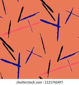 Seamless Background with Stripes.

 Abstract Scratched Texture with Brush Strokes. Scribbled Grunge Pattern for Chintz, Calico, Swimwear. Rustic Vector Background