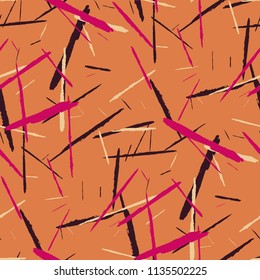 Seamless Background with Stripes.

 Abstract Scratched Texture with Dry Brush Strokes. Scribbled Grunge Rapport for Print, Cotton, Curtains. Retro Vector Background