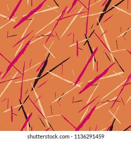 Seamless Background with Stripes.

 Abstract Scratched Texture with Dry Brush Strokes. Scribbled Grunge Motif for Tablecloth, Wallpaper, Dress. Retro Vector Background