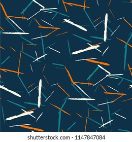 Seamless Background with Stripes. Abstract Scratched Texture with Dry Brush Strokes. Scribbled Grunge Motif for Cloth, Shirt, Dress. Trendy Vector Background