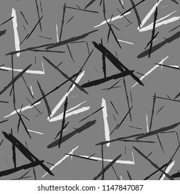 Seamless Background with Stripes. Abstract Scratched Texture with Dry Brush Strokes. Scribbled Grunge Rapport for Tablecloth, Wallpaper, Dress. Trendy Vector Background