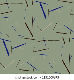 Seamless Background with Stripes. Abstract Scratched Texture with Dry Brush Strokes. Scribbled Grunge Pattern for Cloth, Shirt, Dress. Retro Vector Background