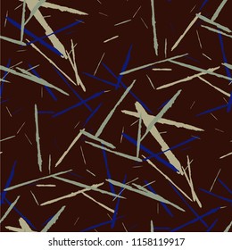 Seamless Background with Stripes. Abstract Scratched Texture with Dry Brush Strokes. Scribbled Grunge Rapport for Chintz, Wallpaper, Linen. Retro Vector Background