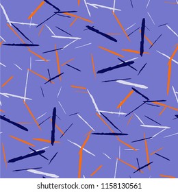 Seamless Background with Stripes. Abstract Scratched Texture with Dry Brush Strokes. Scribbled Grunge Pattern for Cloth, Shirt, Dress. Rustic Vector Background with Stripes
