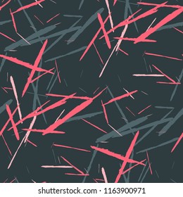Seamless Background with Stripes. Abstract Scratched Texture with Brush Strokes. Scribbled Grunge Pattern for Tablecloth, Wallpaper, Linen. Trendy Vector Background