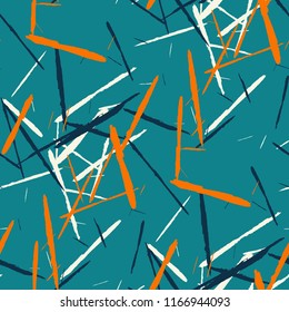 Seamless Background with Stripes. Abstract Scratched Texture with Dry Brush Strokes. Scribbled Grunge Rapport for Tablecloth, Wallpaper, Linen. Retro Vector Background with Stripes