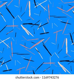 Seamless Background with Stripes. Abstract Scratched Texture with Brush Strokes. Scribbled Grunge Rapport for Chintz, Calico, Swimwear. Retro Vector Background with Stripes