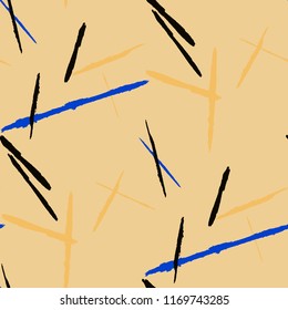 Seamless Background with Stripes. Abstract Scratched Texture with Brush Strokes. Scribbled Grunge Rapport for Tablecloth, Wallpaper, Dress. Trendy Vector Background