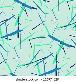 Seamless Background with Stripes. Abstract Scratched Texture with Brush Strokes. Scribbled Grunge Motif for Chintz, Calico, Linen. Rustic Vector Background