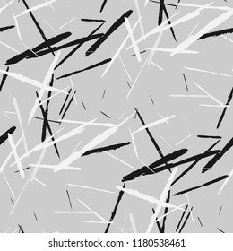 Seamless Background with Stripes. Abstract Scratched Texture with Brush Strokes. Scribbled Grunge Pattern for Cloth, Cotton, Curtains. Rustic Vector Background with Stripes