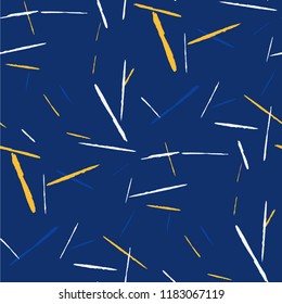 Seamless Background with Stripes. Abstract Scratched Texture with Brush Strokes. Scribbled Grunge Pattern for Chintz, Calico, Swimwear. Trendy Vector Background with Stripes