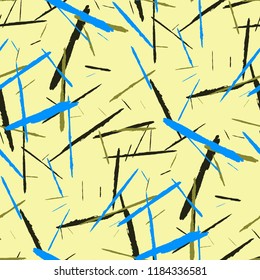 Seamless Background with Stripes. Abstract Scratched Texture with Brush Strokes. Scribbled Grunge Rapport for Chintz, Calico, Swimwear. Retro Vector Background