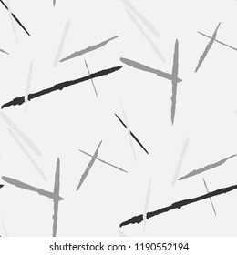 Seamless Background with Stripes. Abstract Scratched Texture with Dry Brush Strokes. Scribbled Grunge Pattern for Cloth, Shirt, Dress. Rustic Vector Background