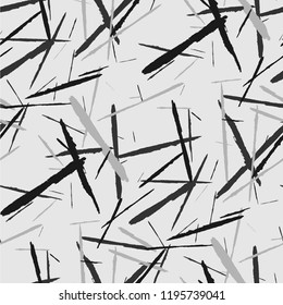 Seamless Background with Stripes. Abstract Scratched Texture with Brush Strokes. Scribbled Grunge Motif for Chintz, Calico, Swimwear. Trendy Vector Background with Stripes