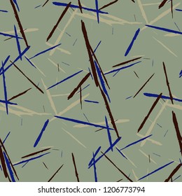 Seamless Background with Stripes. Abstract Scratched Texture with Brush Strokes. Scribbled Grunge Rapport for Cloth, Shirt, Curtains. Rustic Vector Background