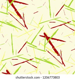 Seamless Background with Stripes. Abstract Scratched Texture with Brush Strokes. Scribbled Grunge Motif for Chintz, Wallpaper, Linen. Rustic Vector Background