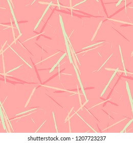 Seamless Background with Stripes. Abstract Scratched Texture with Dry Brush Strokes. Scribbled Grunge Rapport for Chintz, Calico, Linen. Rustic Vector Background
