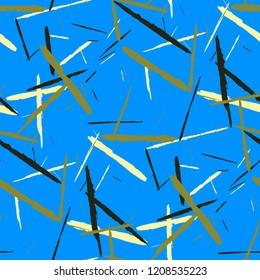 Seamless Background with Stripes. Abstract Scratched Texture with Brush Strokes. Scribbled Grunge Motif for Cloth, Shirt, Curtains. Rustic Vector Background with Stripes