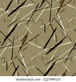 Seamless Background with Stripes. Abstract Scratched Texture with Dry Brush Strokes. Scribbled Grunge Motif for Tablecloth, Shirt, Dress. Rustic Vector Background with Stripes