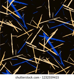 Seamless Background with Stripes. Abstract Scratched Texture with Brush Strokes. Scribbled Grunge Motif for Chintz, Calico, Linen. Trendy Vector Background