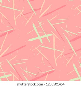 Seamless Background with Stripes. Abstract Scratched Texture with Dry Brush Strokes. Scribbled Grunge Pattern for Cloth, Shirt, Dress. Rustic Vector Background with Stripes