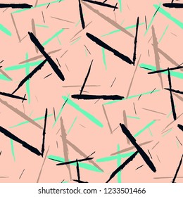 Seamless Background with Stripes. Abstract Scratched Texture with Dry Brush Strokes. Scribbled Grunge Rapport for Tablecloth, Wallpaper, Dress. Rustic Vector Background with Stripes