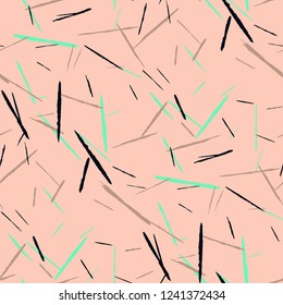 Seamless Background with Stripes. Abstract Scratched Texture with Dry Brush Strokes. Scribbled Grunge Pattern for Cloth, Shirt, Curtains. Rustic Vector Background with Stripes