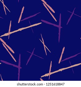 Seamless Background with Stripes. Abstract Scratched Texture with Dry Brush Strokes. Scribbled Grunge Pattern for Tablecloth, Wallpaper, Linen. Trendy Vector Background with Stripes