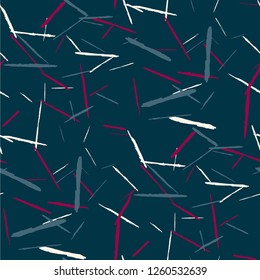 Seamless Background with Stripes. Abstract Scratched Texture with Dry Brush Strokes. Scribbled Grunge Motif for Chintz, Calico, Linen. Retro Vector Background with Stripes