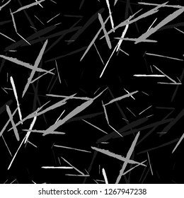 Seamless Background with Stripes. Abstract Scratched Texture with Brush Strokes. Scribbled Grunge Rapport for Chintz, Calico, Swimwear. Trendy Vector Background with Stripes