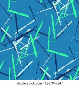 Seamless Background with Stripes. Abstract Scratched Texture with Brush Strokes. Scribbled Grunge Motif for Print, Cotton, Curtains. Trendy Vector Background