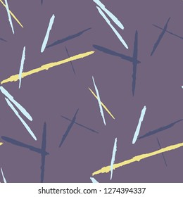 Seamless Background with Stripes. Abstract Scratched Texture with Brush Strokes. Scribbled Grunge Motif for Tablecloth, Wallpaper, Dress. Rustic Vector Background with Stripes