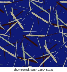 Seamless Background with Stripes. Abstract Scratched Texture with Dry Brush Strokes. Scribbled Grunge Rapport for Cloth, Cotton, Curtains. Trendy Vector Background