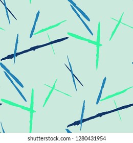Seamless Background with Stripes. Abstract Scratched Texture with Brush Strokes. Scribbled Grunge Motif for Chintz, Calico, Linen. Retro Vector Background