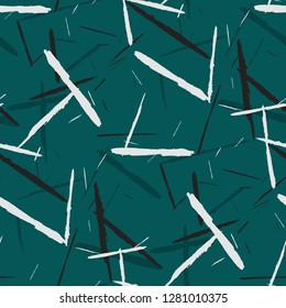 Seamless Background with Stripes. Abstract Scratched Texture with Brush Strokes. Scribbled Grunge Motif for Chintz, Calico, Linen. Retro Vector Background