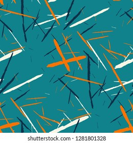 Seamless Background with Stripes. Abstract Scratched Texture with Brush Strokes. Scribbled Grunge Pattern for Tablecloth, Wallpaper, Dress. Trendy Vector Background