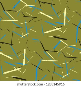 Seamless Background with Stripes. Abstract Scratched Texture with Brush Strokes. Scribbled Grunge Pattern for Tablecloth, Shirt, Dress. Rustic Vector Background with Stripes