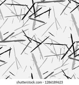 Seamless Background with Stripes. Abstract Scratched Texture with Dry Brush Strokes. Scribbled Grunge Rapport for Chintz, Wallpaper, Linen. Trendy Vector Background with Stripes