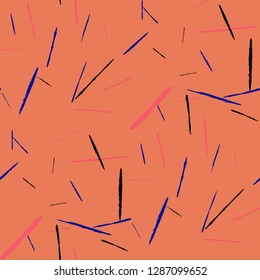 Seamless Background with Stripes. Abstract Scratched Texture with Dry Brush Strokes. Scribbled Grunge Pattern for Print, Cotton, Curtains. Trendy Vector Background