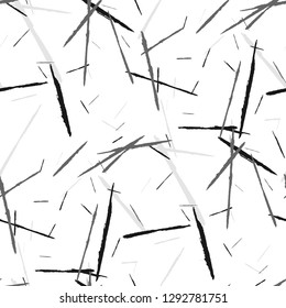Seamless Background with Stripes. Abstract Scratched Texture with Brush Strokes. Scribbled Grunge Motif for Cloth, Cotton, Curtains. Rustic Vector Background