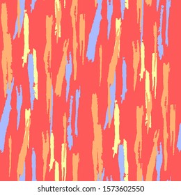 Seamless Background with Stripes. Abstract Scratched Texture with Ragged Brush Strokes. Scribbled Grunge Pattern for Wallpaper, Print, Cotton. Rustic Vector Background
