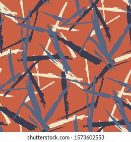 Seamless Background with Stripes. Abstract Texture with Horizontal, Vertical, Diagonal Brush Strokes. Scribbled Grunge Motif for Print, Fabric, Textile. Trendy Vector Background