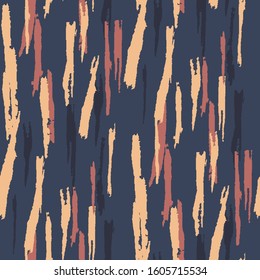 Seamless Background with Stripes. Abstract Texture with Horizontal, Vertical, Diagonal Brush Strokes. Scribbled Grunge Motif for Cotton, Calico, Textile. Rustic Vector Background with Stripes