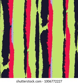 Seamless Background with Stripes Painted Lines. Texture with Vertical Brush Strokes. Scribbled Grunge Motif for Linen, Fabric, Wallpaper. Retro Vector Background