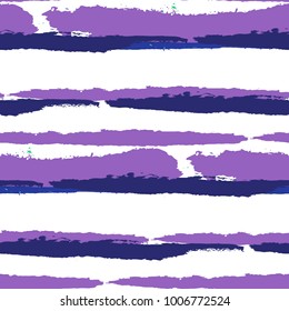 Seamless Background with Stripes Painted Lines. Texture with Horizontal Brush Strokes. Scribbled Grunge Pattern for Linen, Fabric, Wallpaper. Trendy Vector Background with Stripes