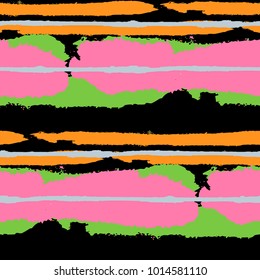 Seamless Background with Stripes Painted Lines. Texture with Horizontal Dry Brush Strokes. Scribbled Grunge Motif for Sportswear, Fabric, Wallpaper. Rustic Vector Background with Stripes