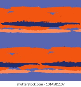 Seamless Background with Stripes Painted Lines. Texture with Horizontal Dry Brush Strokes. Scribbled Grunge Pattern for Linen, Fabric, Wallpaper. Retro Vector Background